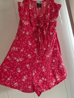 Luna Chix Hot Pink Cutout Tiefront Romper 100% Rayon M